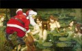 Père Noël et les fées dans un lac originale de l’ange